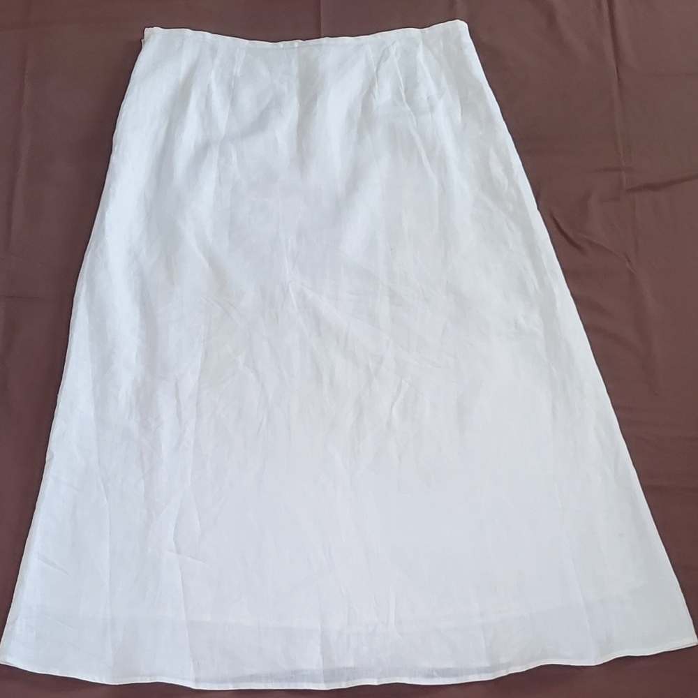 Ecologie Women's White Linen Long Skirt, Sz 12 - Picture 6 of 11
